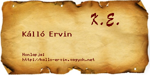 Kálló Ervin névjegykártya
